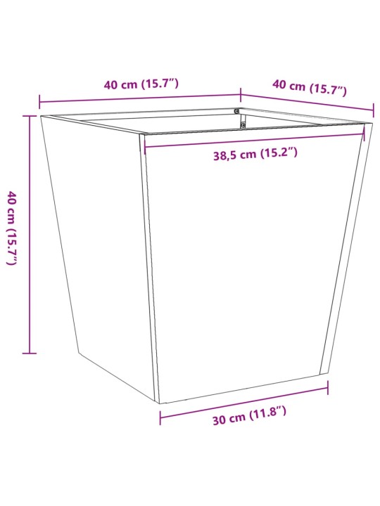 Puutarhakukkalaatikko 40x40x40 cm ruostumaton teräs