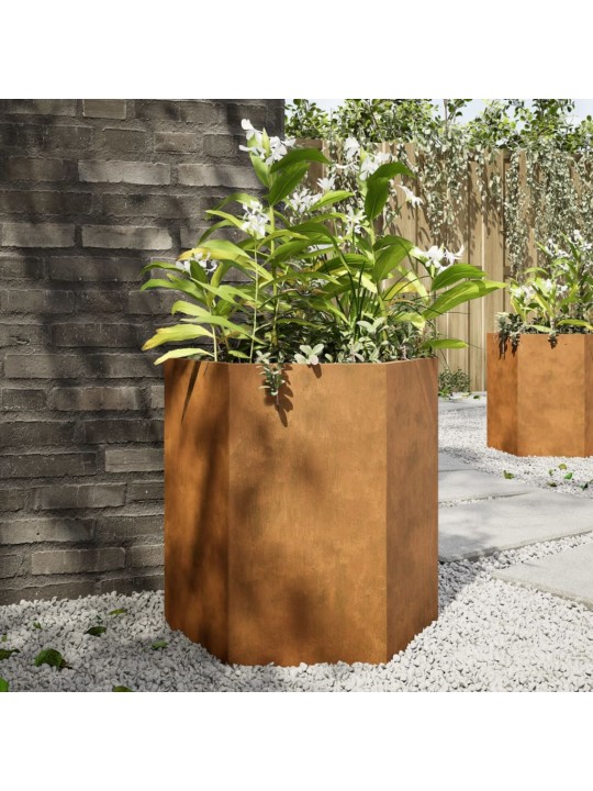 Puutarhakukkalaatikot 2 kpl kuusikulma 46x40x45 cm Corten teräs