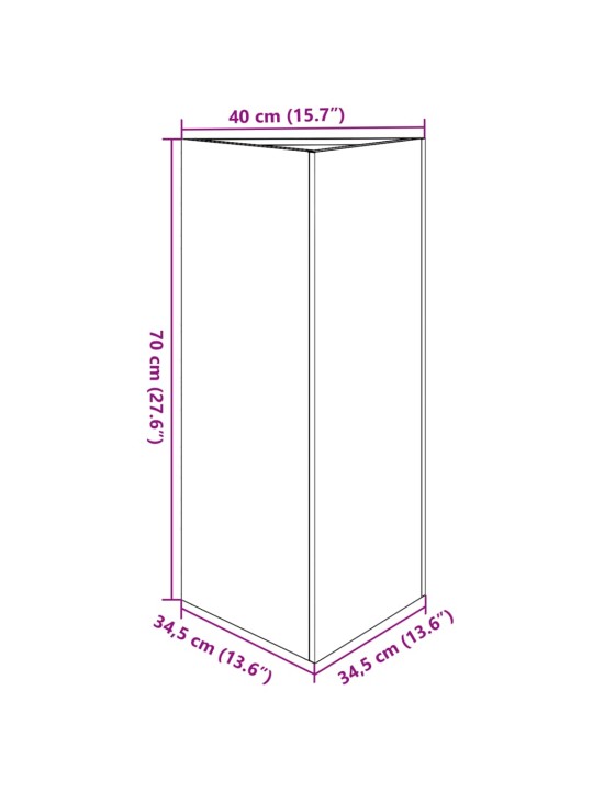 Puutarhakukkalaatikko valkoinen kolmio 40x34,5x70 cm teräs