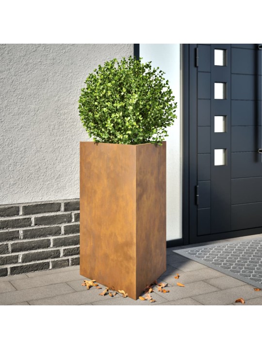 Puutarhakukkalaatikko kolmio 50x43x75 cm Corten teräs