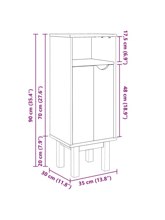 Kylpyhuoneen kaappi OTTA 35x30x90 cm täysi mänty
