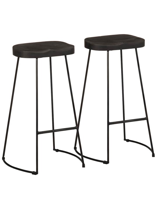 Baarijakkarat 2 kpl musta 45x40x78 cm täysi mangopuu