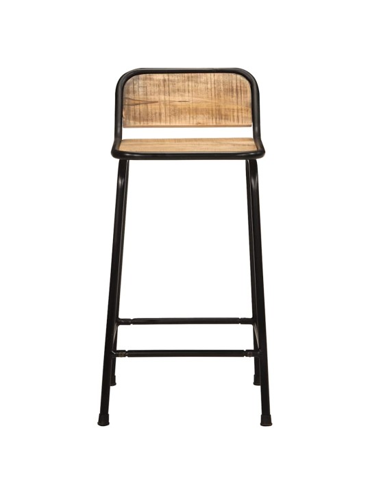 Baarituolit 2 kpl 46x35,5x80 cm massiivipuuta karkea mango