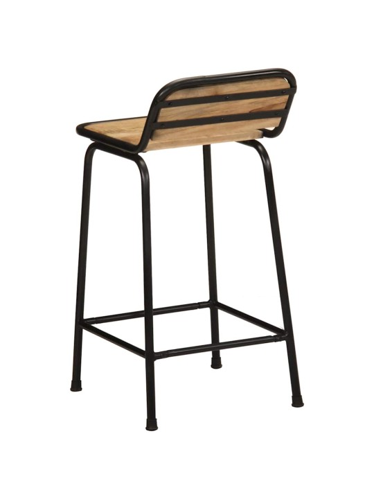 Baarituolit 2 kpl 46x35,5x80 cm massiivipuuta karkea mango