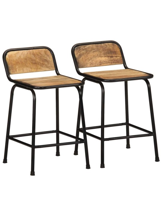 Baarijakkarat 2 kpl 46x35,5x70 cm massiivipuuta karkea mango