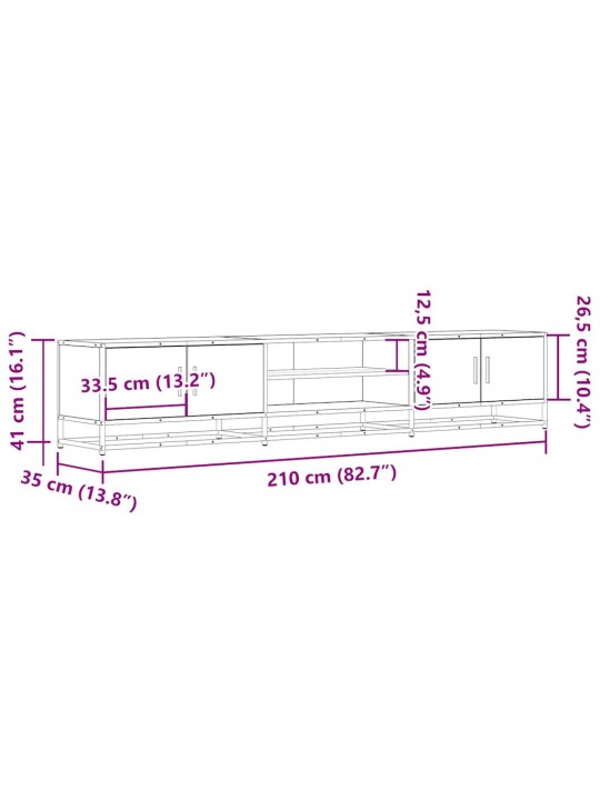 TV-taso ruskea tammi 210x35x41 cm tekninen puu