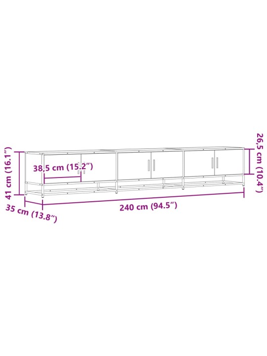 TV-seinäkaappi savutammi 240x35x41 cm tekninen puu