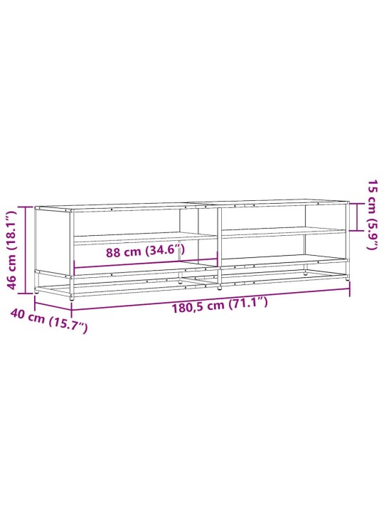 TV-taso musta 180,5x40x46 cm tekninen puu