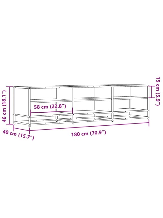 TV-taso musta 180x40x46 cm tekninen puu