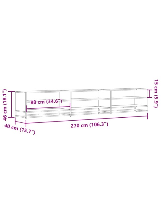 TV-taso Sonoma-tammi 270x40x46 cm tekninen puu