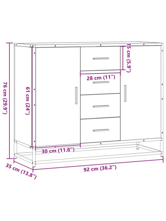 Senkki harmaa sonoma 92x35x76 cm tekninen puu