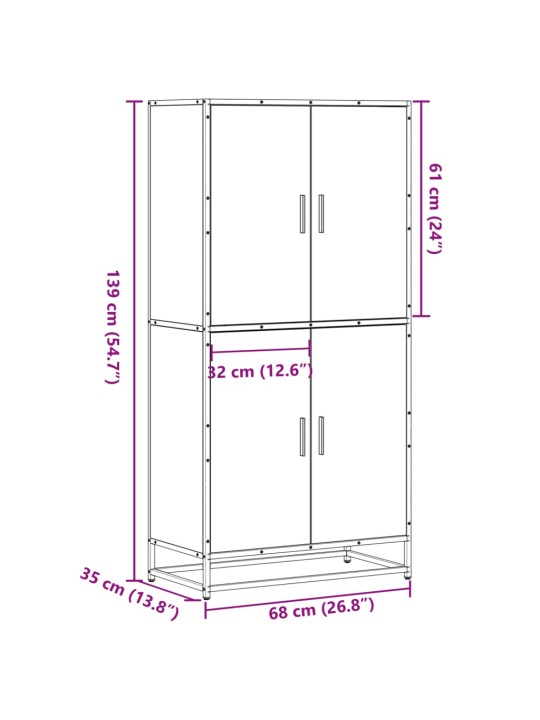 Kaappi musta 68x35x139 cm tekninen puu