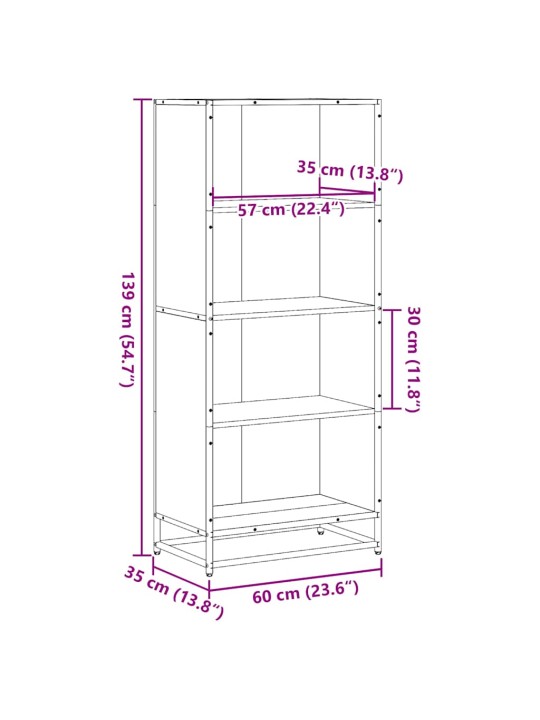 Kirjahylly musta 60x35x139 cm tekninen puu