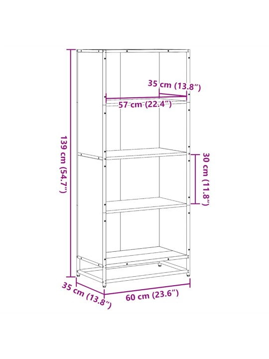 Kirjahylly savutammi 60x35x139 cm tekninen puu