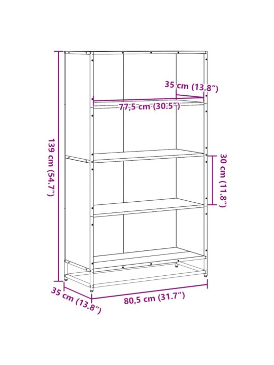 Kirjahylly savutammi 80,5x35x139 cm tekninen puu