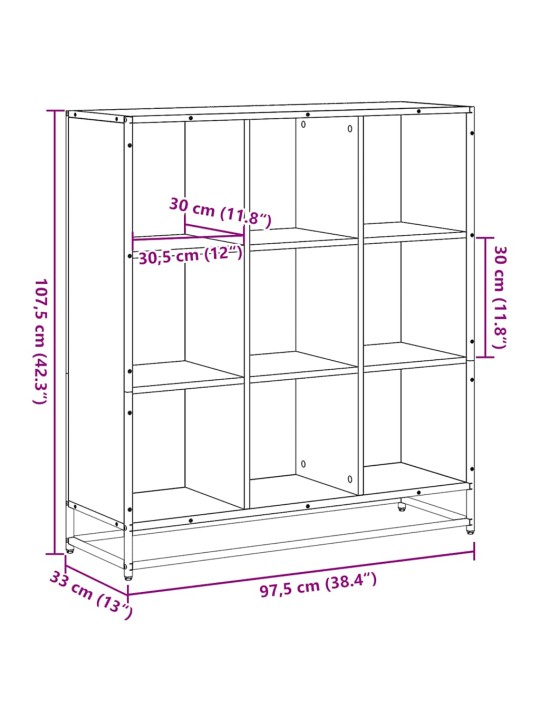 Kirjahylly savutammi 97,5x33x107,5 cm tekninen puu ja metalli