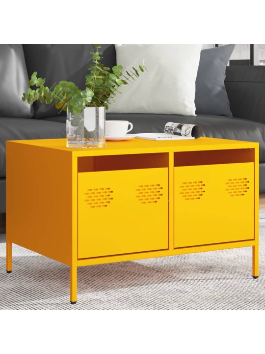 Tv kaappi sinapinkeltainen 68x50x43,5 cm kylmävalssattu teräs