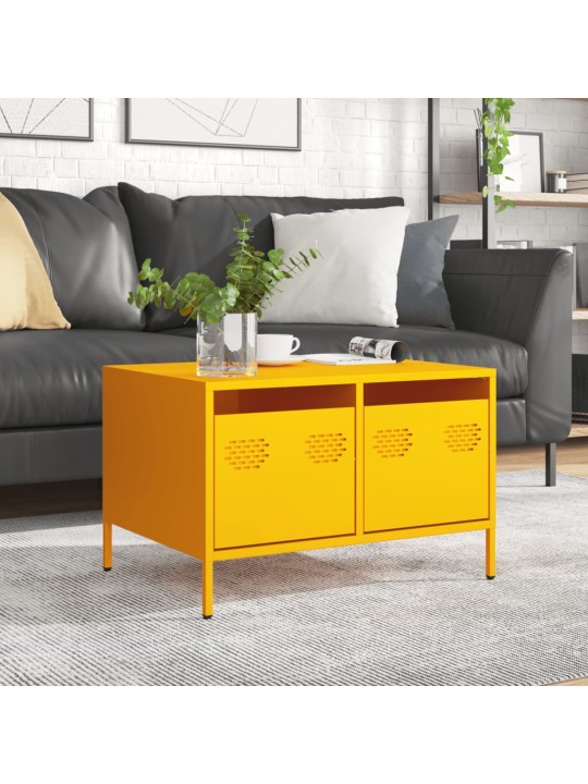 Tv kaappi sinapinkeltainen 68x50x43,5 cm kylmävalssattu teräs