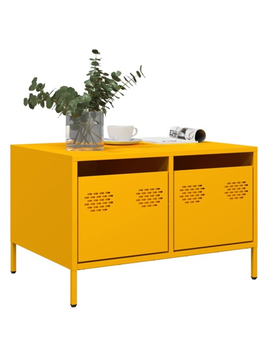 Tv kaappi sinapinkeltainen 68x50x43,5 cm kylmävalssattu teräs