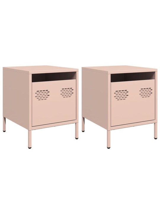 Yöpöytäkaapit 2 kpl pinkki 35x39x43,5 cm teräs