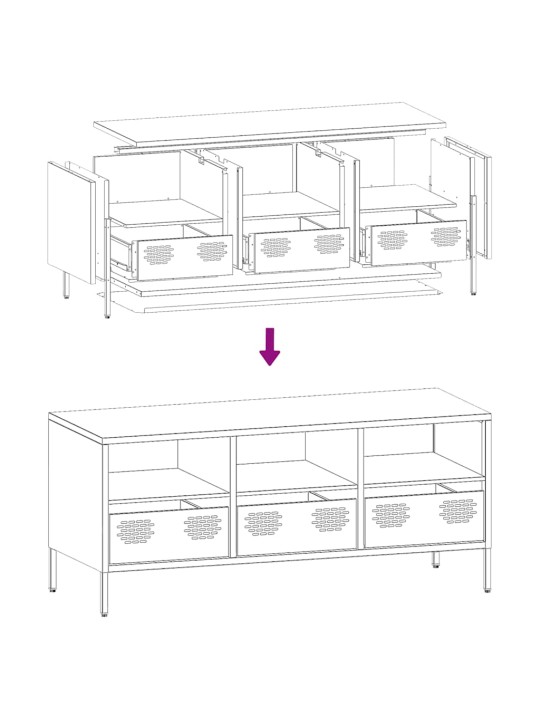 TV-taso pinkki 101,5x39x43,5 cm kylmävalssattu teräs