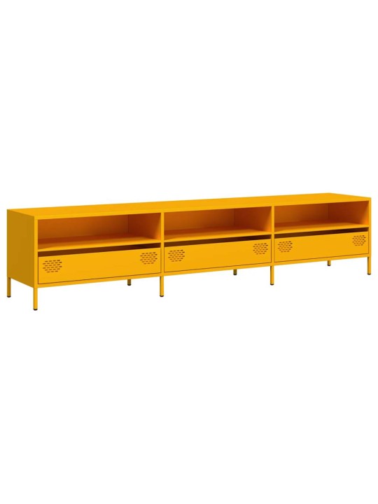 Tv kaappi sinapinkeltainen 202x39x43,5 cm kylmävalssattu teräs