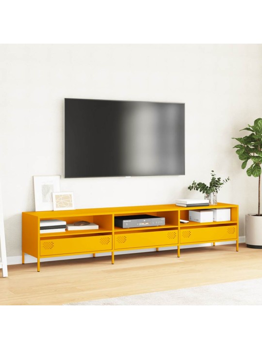 Tv kaappi sinapinkeltainen 202x39x43,5 cm kylmävalssattu teräs