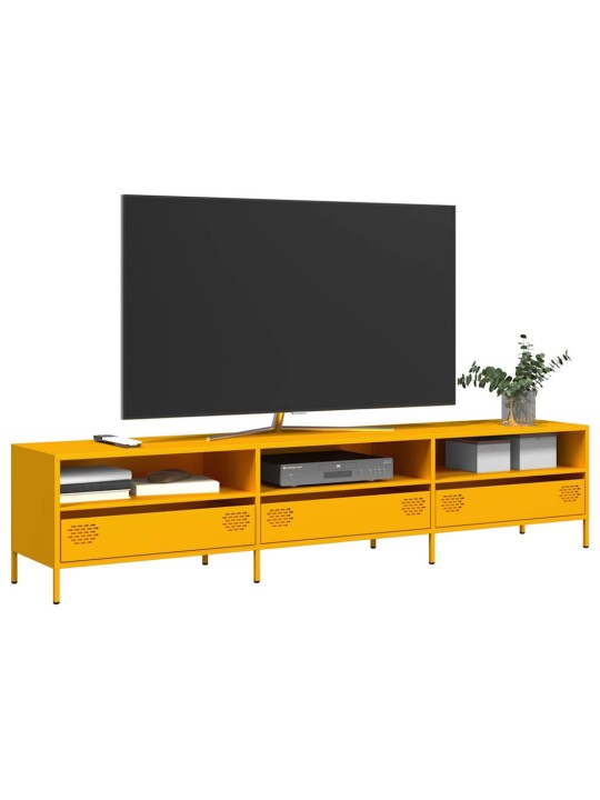Tv kaappi sinapinkeltainen 202x39x43,5 cm kylmävalssattu teräs