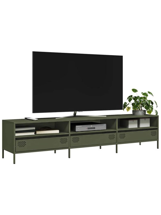 Tv kaappi oliivinvihreä 202x39x43,5 cm kylmävalssattu teräs