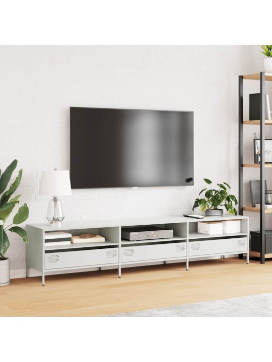 Tv kaappi valkoinen 202x39x43,5 cm kylmävalssattu teräs