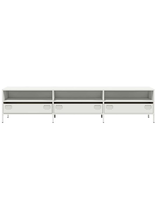 Tv kaappi valkoinen 202x39x43,5 cm kylmävalssattu teräs