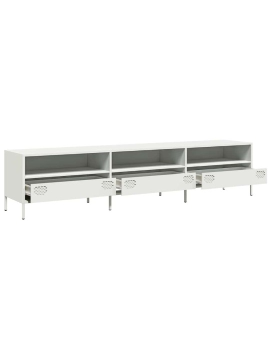 Tv kaappi valkoinen 202x39x43,5 cm kylmävalssattu teräs