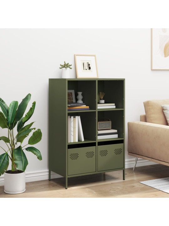 Highboard oliivinvihreä 68x39x103,5 cm teräs