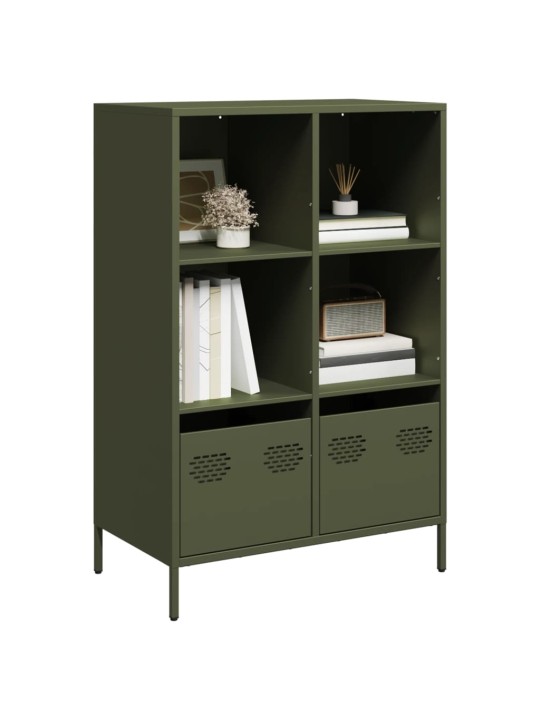 Highboard oliivinvihreä 68x39x103,5 cm teräs