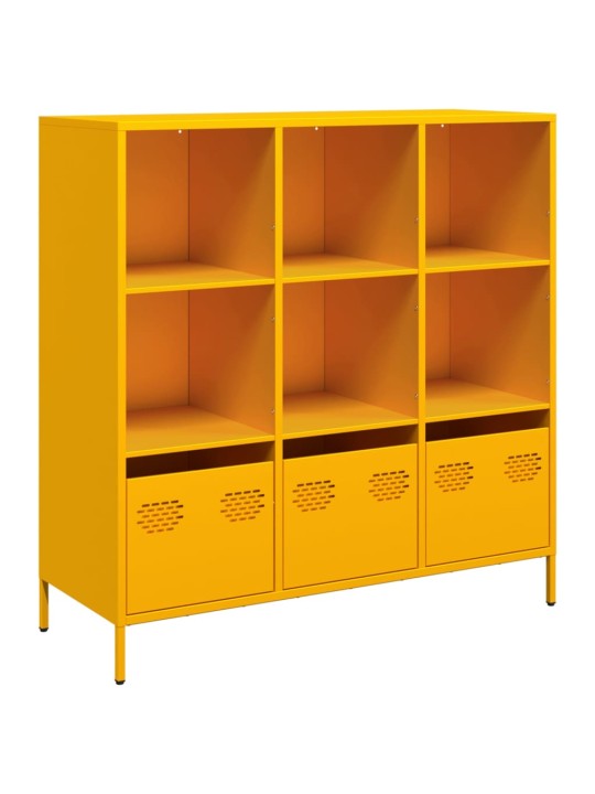 Highboard sinapinkeltainen 101,5x39x103,5 cm teräs