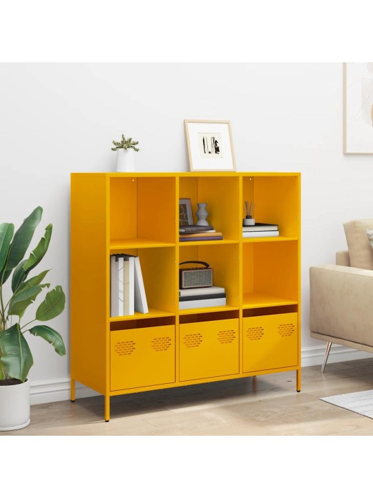 Highboard sinapinkeltainen 101,5x39x103,5 cm teräs