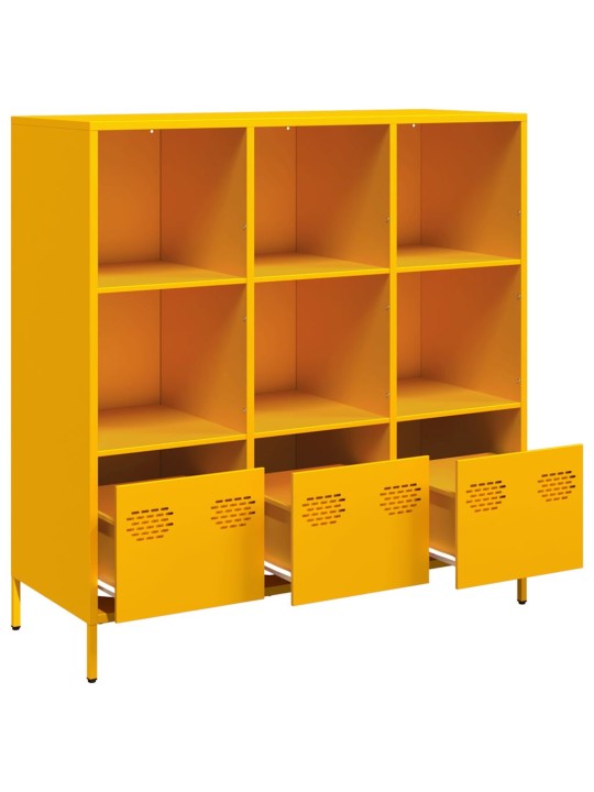 Highboard sinapinkeltainen 101,5x39x103,5 cm teräs