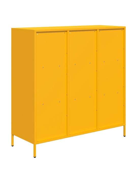 Highboard sinapinkeltainen 101,5x39x103,5 cm teräs