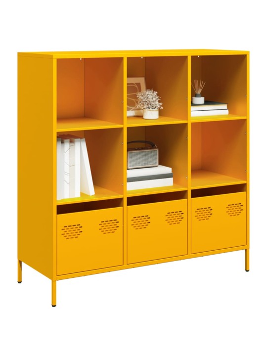 Highboard sinapinkeltainen 101,5x39x103,5 cm teräs