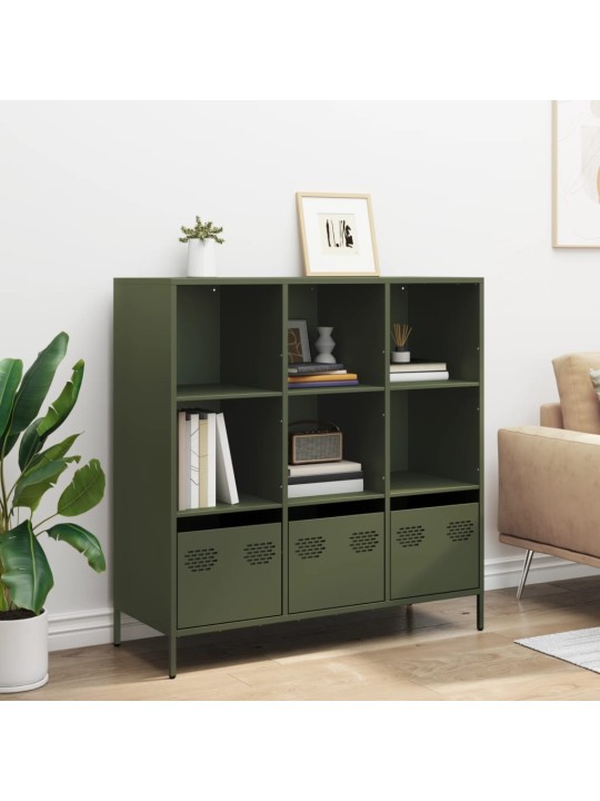 Highboard oliivinvihreä 101,5x39x103,5 cm teräs