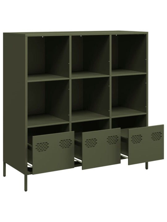 Highboard oliivinvihreä 101,5x39x103,5 cm teräs