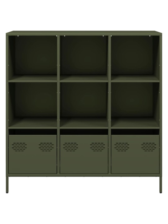 Highboard oliivinvihreä 101,5x39x103,5 cm teräs