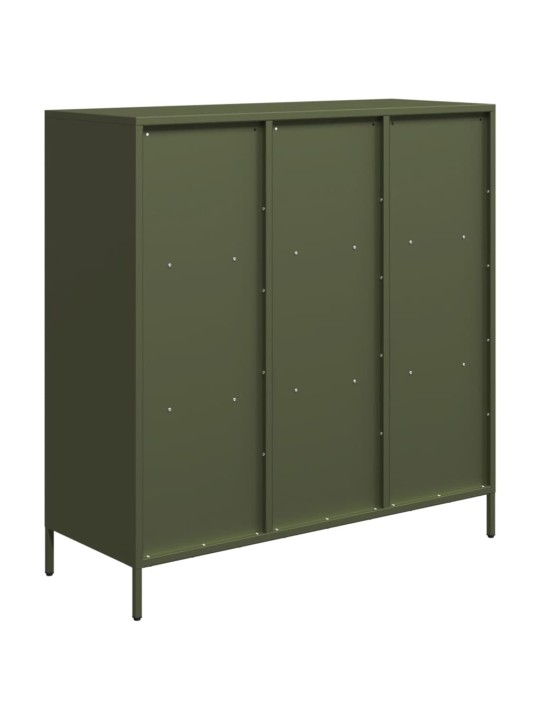 Highboard oliivinvihreä 101,5x39x103,5 cm teräs