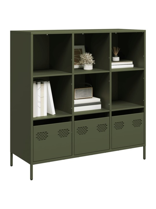 Highboard oliivinvihreä 101,5x39x103,5 cm teräs