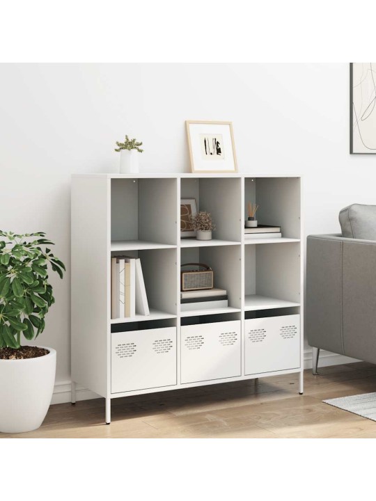 Highboard valkoinen 101,5x39x103,5 cm teräs