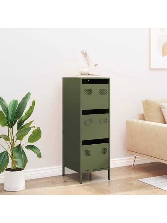 Highboard oliivinvihreä 39x35x103,5 cm teräs