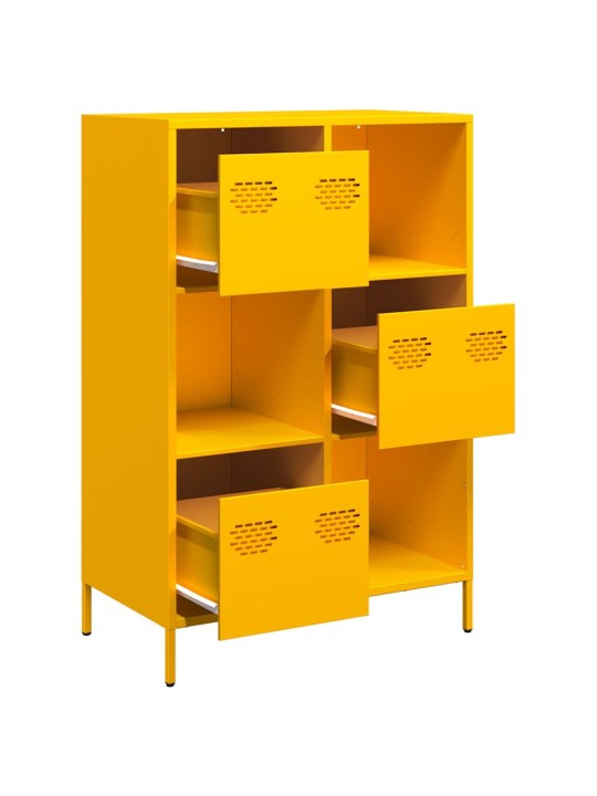 Highboard sinapinkeltainen 68x39x103,5 cm teräs