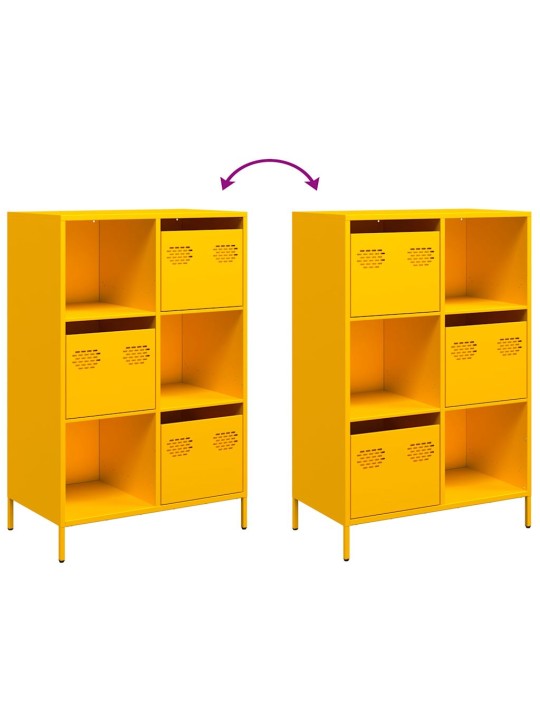 Highboard sinapinkeltainen 68x39x103,5 cm teräs