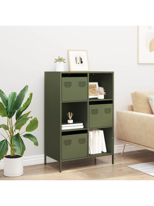 Highboard oliivinvihreä 68x39x103,5 cm teräs