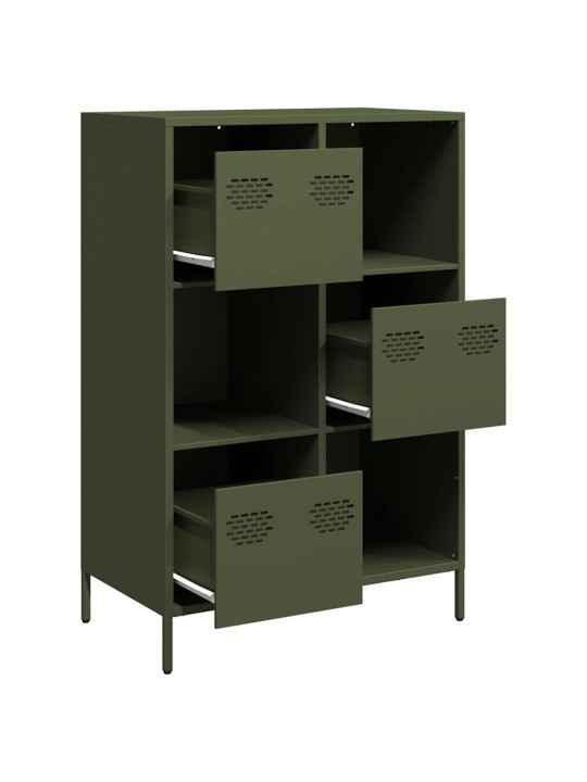 Highboard oliivinvihreä 68x39x103,5 cm teräs